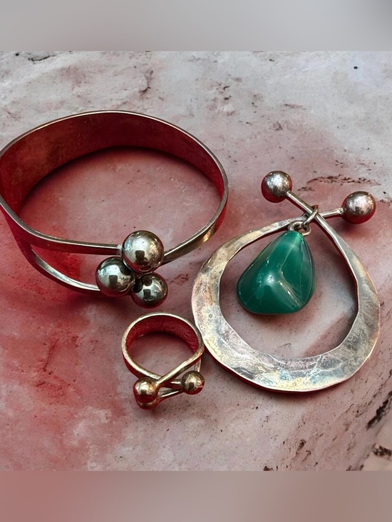 Anna Greta Eker Jewelry - Vintage Anna Greta Eker Sterling Scandanavian Jester Bracelet, ring, pendant